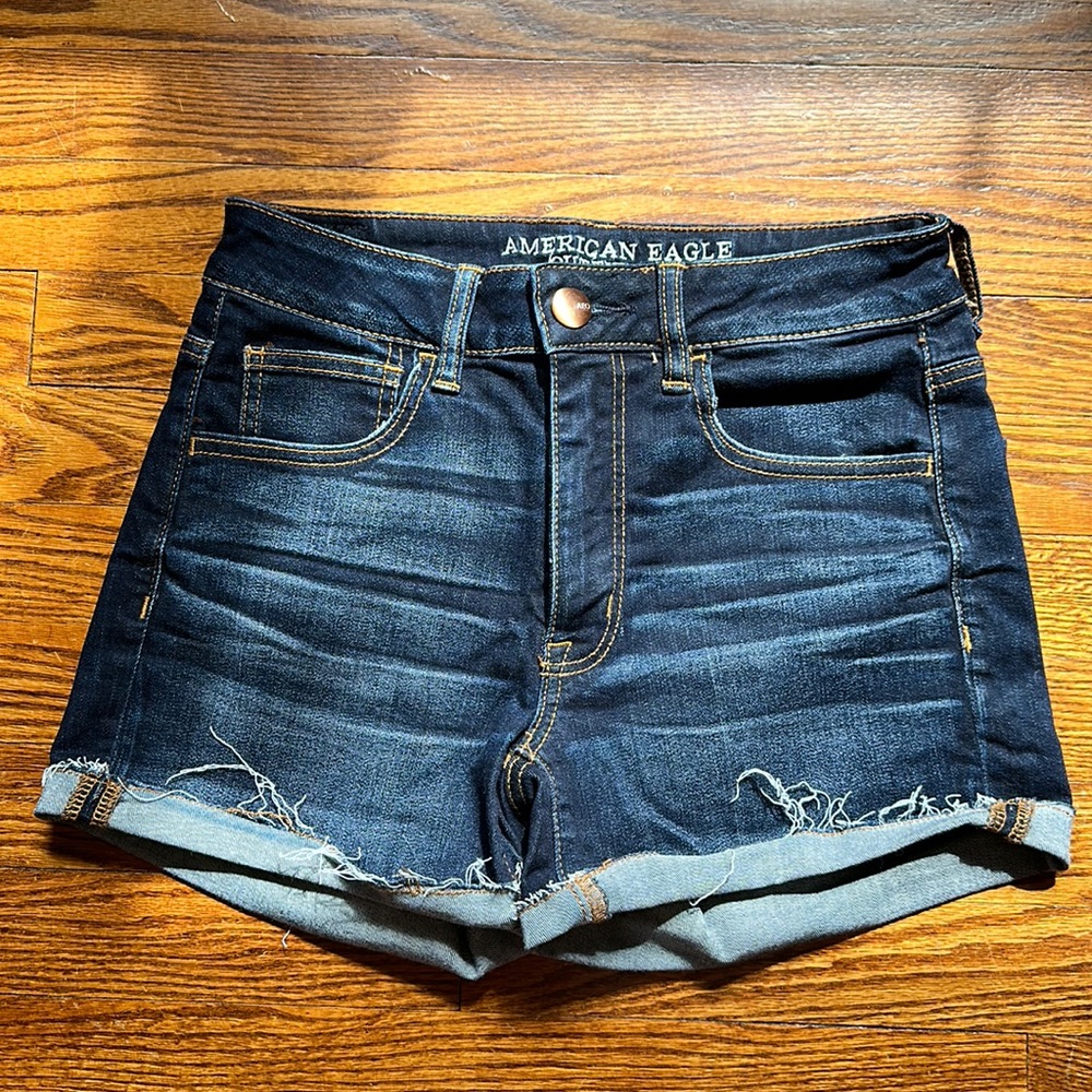 American Eagle High Rise Shortie Jean Shorts
